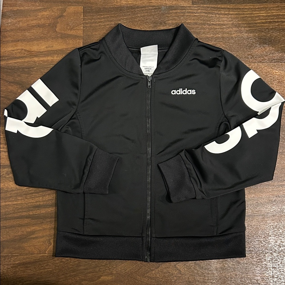 Adidas Black Jacket with White Logo and Sleeve Design